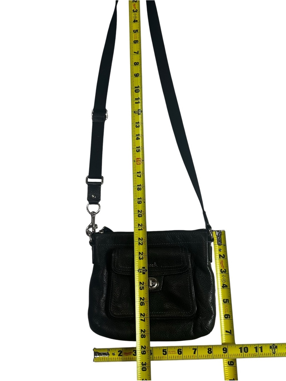 Coach Black Pebbled Leather Crossbody Turnlock Pocket Shoulder Bag Small - Picture 10 of 10